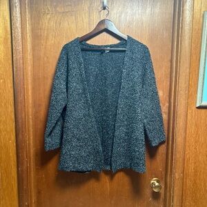 Divided Gray Cardigan Sweater Open Front 3/4 Sleeves